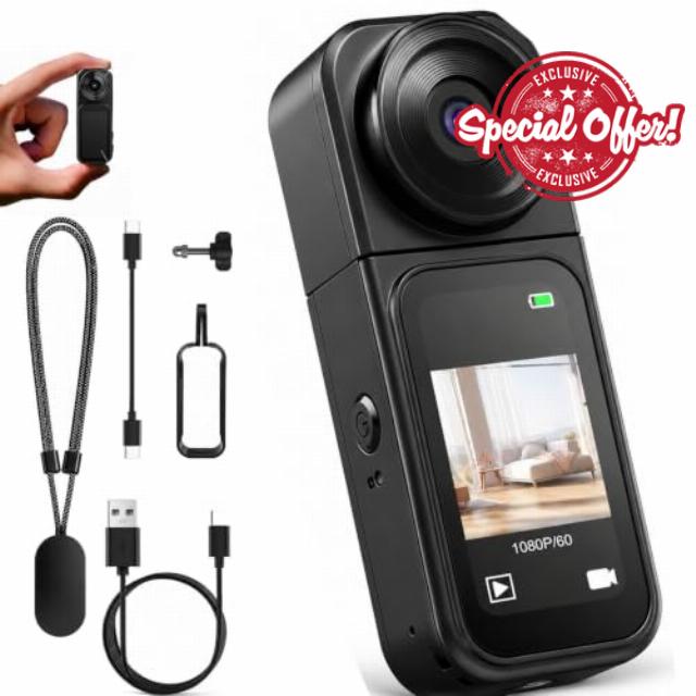 2.7K 30FPS Mini Thumb Camera with 180° Rotating Lens for Daily Shooting | 1.47" Screen