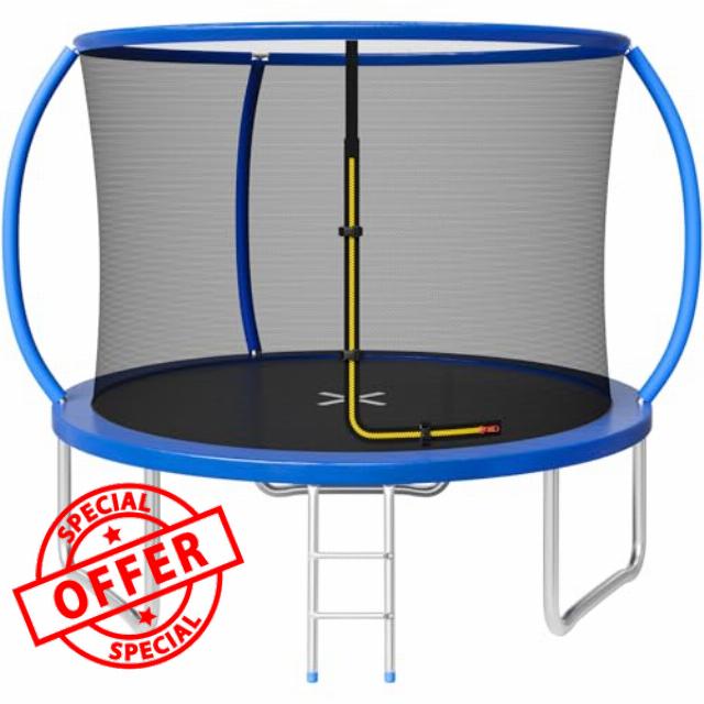 JUMMICO 183/220/290/360CM Trampoline Outdoor with Safety Enclosure Net - Complete Outdoor Garden Trampoline for Kids & Adults Spring Tool Home Fitness Family Play Equipme