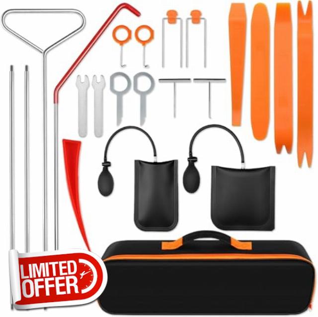25PCS Car Tool Kit - Emergency Essential Automotive Tool Kit with Hook & Air Pump