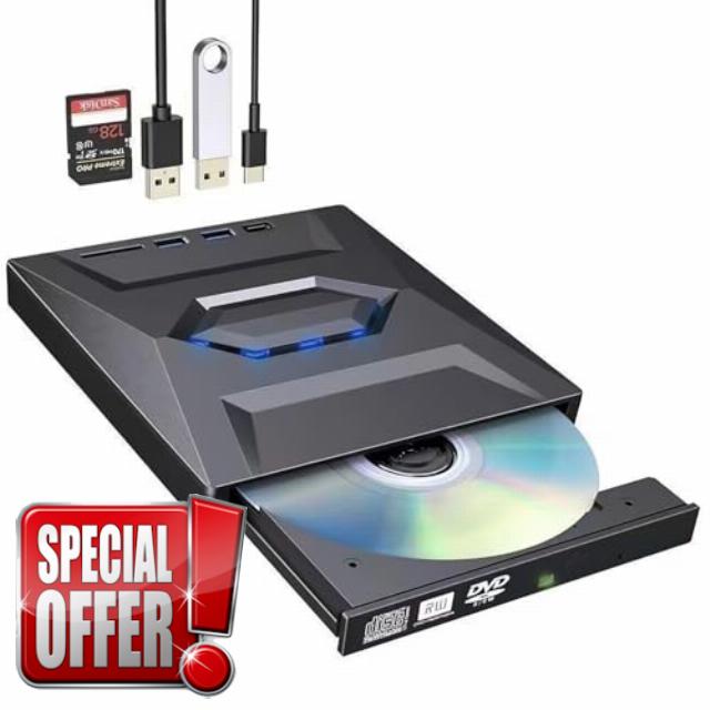 7-in-1 External USB DVD Drive & Blu-ray Player