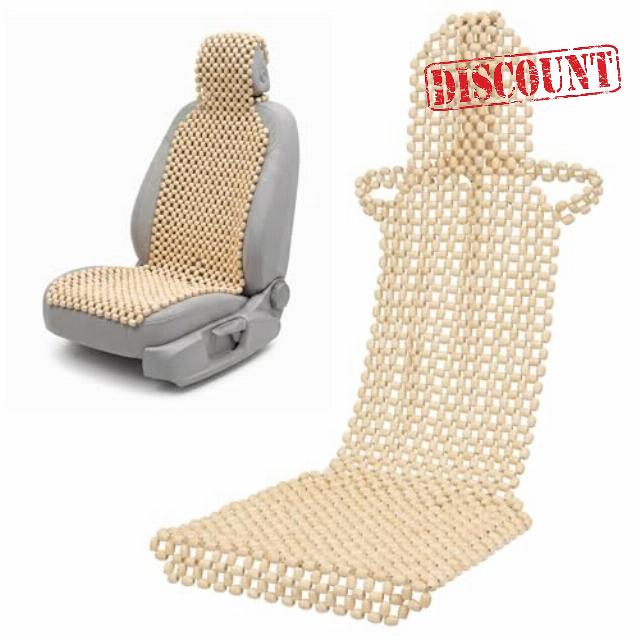 NOVECRAFTO Wooden Beaded Car Seat Cover with Headrest – Natural Wood Bead Massager for Car