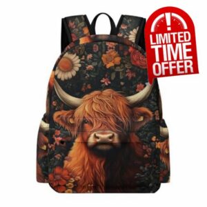 Kids Cow Animal Design Daypack Boys Girls 8-14 Years 14 Inch Laptop School Bag