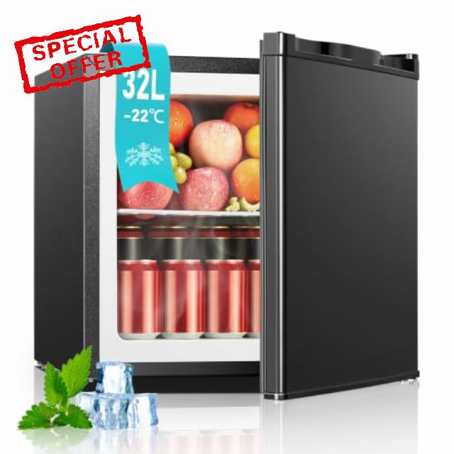 FOHERE 32L Mini Small Freezer Small Table Top Fridge Energy Efficient | 7 Adjustable Temperature Control & Legs