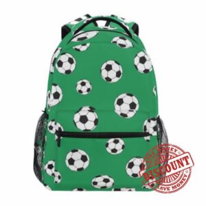 Mnsruu White Soccer Children Backpack for Boys Girls Middle-School Elementary Schoolbag Book Bag Laptop Backpack Casual Travel Rucksack