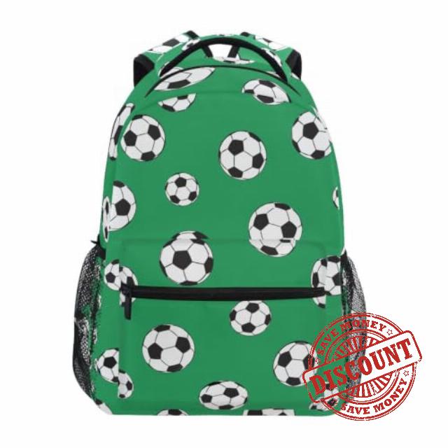 Mnsruu White Soccer Children Backpack for Boys Girls Middle-School Elementary Schoolbag Book Bag Laptop Backpack Casual Travel Rucksack
