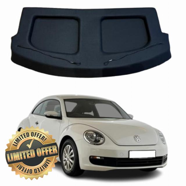 Volkswagen Beetle MK3 2012-2019 Car Parcel Shelf - Compatible | Sturdy Boot Cover with Cord for Extra Storage | Space Saving Car Accessories | Black