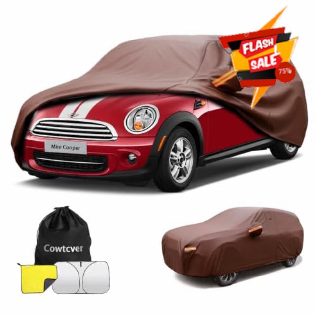 Cowtcver Car Cover & Sun Visor Set Waterproof for Hatchback (Up to 415cm)                                                          Outdoor Full Exterior Covers Rain Sun Dust Protection