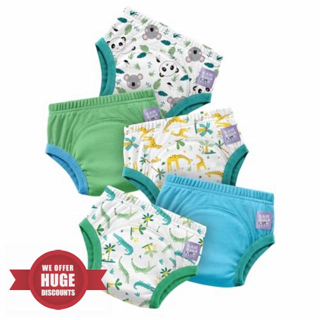 Bambino Mio 5 Pack Cotton Reusable Potty Training Pants Age 18-24 Months                                                          Pull-up Washable Toilet Training Pants for Baby and Toddler - 100% cotton - Soft on Delicate Ski