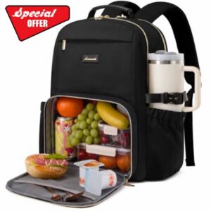 LOVEVOOK Lunch Backpack for Women with Lunch Compartment and Pouch Pocket for Large Capacity Cup