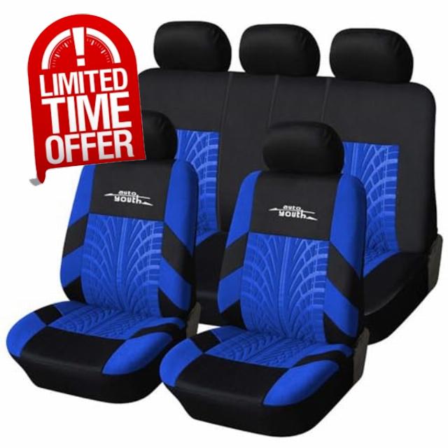 AUTOYOUTH Car Seat Covers Universal Fit Full Set Car Seat Protectors Tire Tracks Car Seat Accessories - 9PCS