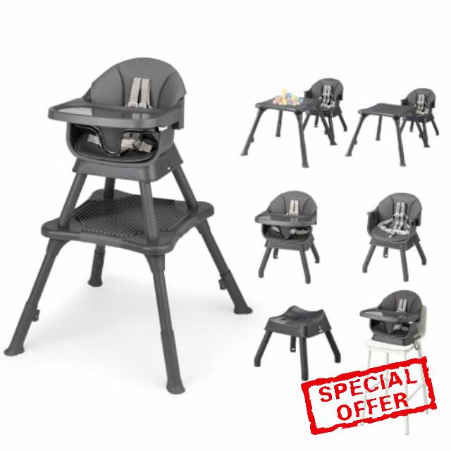 Bonnlo 9-in-1 Convertible Baby High Chair with Tray