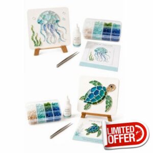 DIY Sea Glass Mosaic Art Kit Mosaic Craft Kit Ocean Inspired Art                                                          Handmade Ocean Animal Special Shape Coastal Home Decor Creative Gift For Kids Adults Beginners