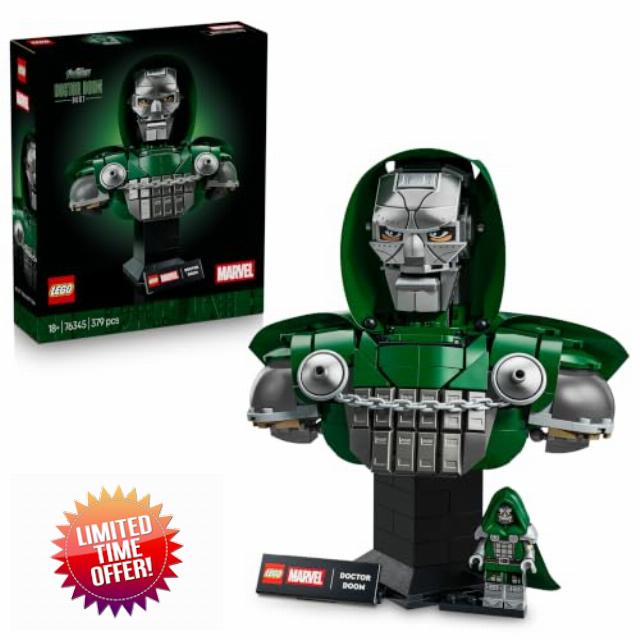 LEGO | Marvel Doctor Doom Bust - Display Model Kit for Adults incl. Collectible Minifigure & Nameplate - DIY Shelf or Room Decor - Gift Idea for Movie Fans - 76345