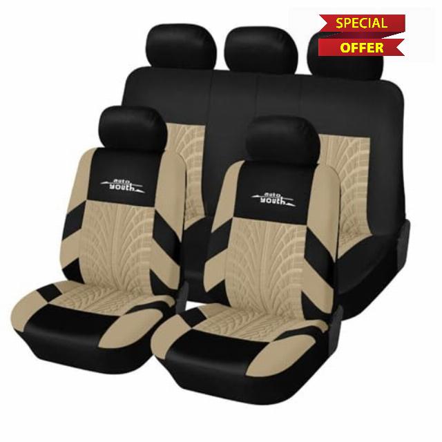 AUTOYOUTH Car Seat Covers Universal Fit Full Set Car Seat Protectors Tire Tracks Car Seat Accessories - 9PCS
