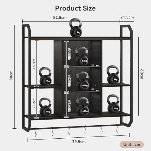 Display Book Shelf with 6 Hooks for Bedroom Gaming Room Bar