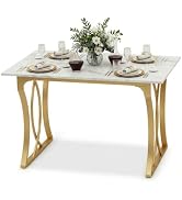 ARTETHYS Dining Table, 120cm Small Kitchen Tables with Wavy Edge | 4-6 Seater Wooden Oak Effect D...