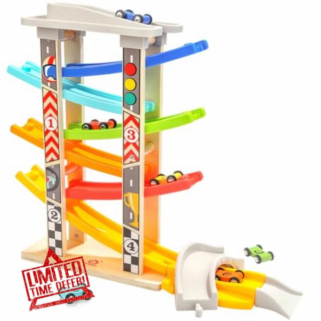 TOP BRIGHT Wooden Car Ramp Toys for 1 2 year Old Boy Gifts