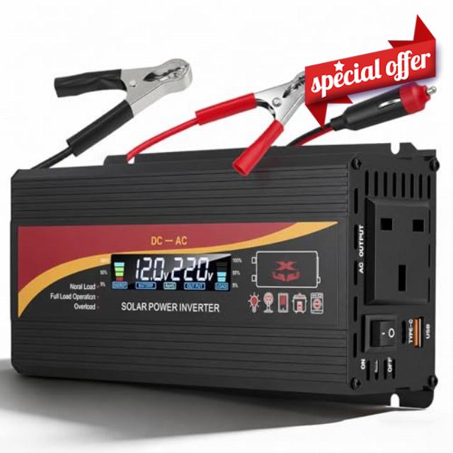 2000W Power Inverter 12V to 240V - Car Van DC to AC Converter with UK Sockets
