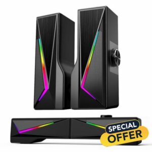 AOC PC Speakers for Desktop Bluetooth & USB Input Computer Speakers                                                          Gaming Stereo Speakers for Laptop