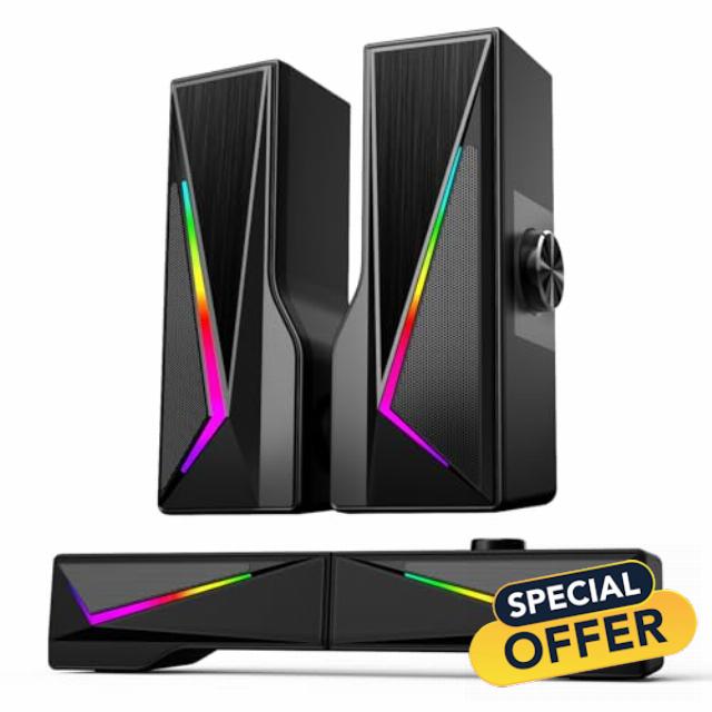 AOC PC Speakers for Desktop Bluetooth & USB Input Computer Speakers                                                          Gaming Stereo Speakers for Laptop