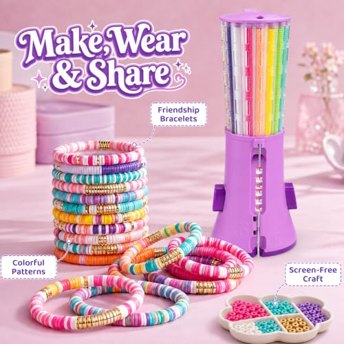 elastic cord and 16-color 2600+ beads for DIY heishi and friendship bracelet crafts