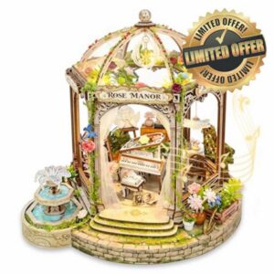 DIY Romantic Miniature House Kit with Music & Lights                                                          3D Wooden Puzzle Book Nook