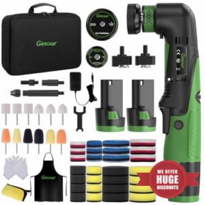 Ginour Cordless Mini Car Polisher with 12V 2x2Ah Batteries | 6-Speed Control