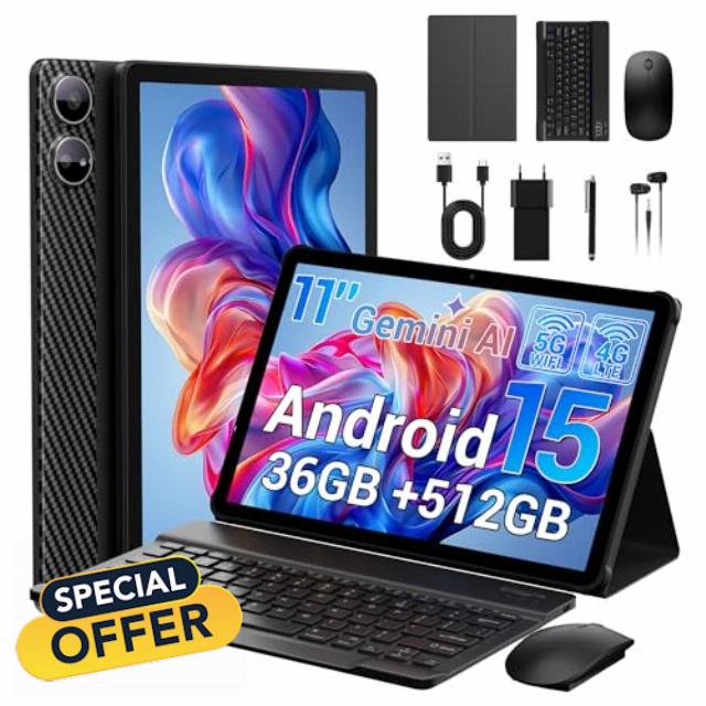 Tablet 11 Inch Android 15 Tablet with SIM Slot