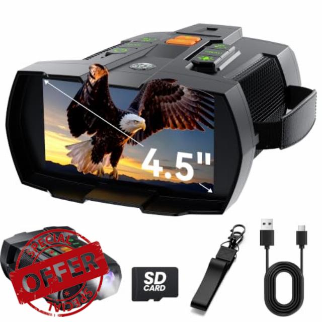 Night Vision Goggles 4K for Adults: 4.5" Large Screen HD Night Vision Binocular - Hunting Essentials with 5000mAh Battery - Camping Gear for Hunter - Christmas for Men - Cool Gadgets