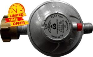 30 mbar Vehicle Pressure Regulator + Gas Hose Winterproof 1/4 Inch Left Union Nut X 8 mm Cutting Ring Screw Connection (30 mbar Regulator without Hose)