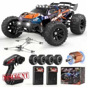 BAZADER 1:14 All Terrain RC Cars for Adults & Boys - 4WD Off-Road RC Truck                                                          40KM/H Remote Control Car RC Truck with Metal Drivetrain 2.4GHz Radio with 2 Rechargeable 1300 mAh Batteries 2 set of Tires