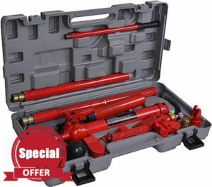 Holdfiturn Hydraulic Power Jack 10 Ton Auto Car Van Frame Repair Tool Kit Oil Hose Hydraulic Car Jack Red for Automobile Repairing and Hydraulic Equipment Constructio