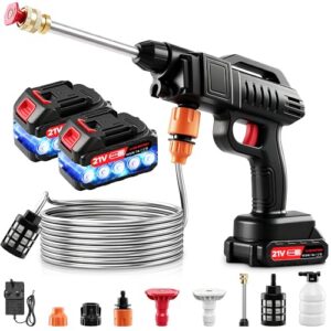1500W 870PSI Portable Power Washer with 2 x 2000mAh Batteries
