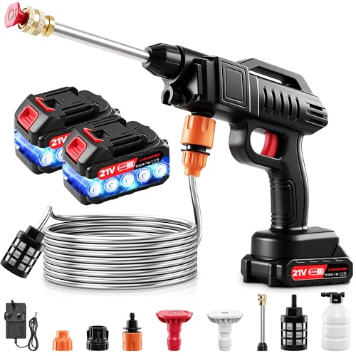 1500W 870PSI Portable Power Washer with 2 x 2000mAh Batteries