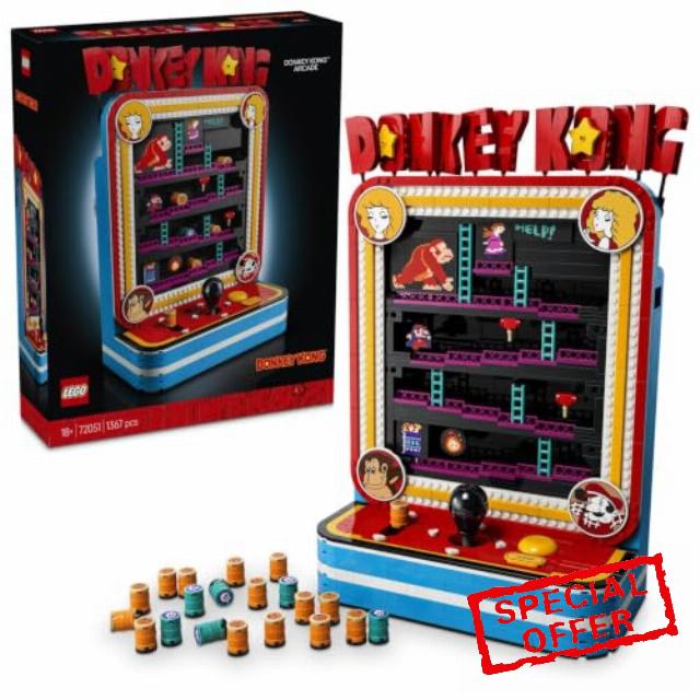 LEGO Super Mario Donkey Kong Arcade - Interactive 3D Model Kit for Adults incl. Joysticks & Barrels for Retro Room Decor - Collectible Gaming Merch - Gift Idea for Fans - 72051