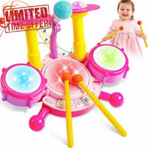 Toddler Drum Kit 1-3 Musical Toys for Girls Age 1 Year Old
