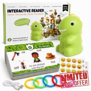 Dinosaur Interactive Reading Pen with Talking Flash Cards (#A)                                                          Learning Phonics and Vocabulary Toy for Home Learning