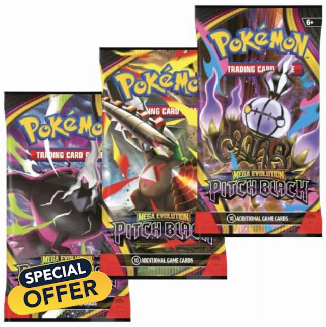 Pokémon TCG: Pitch Black Booster Packs x3 | Pokemon Pitch Black ME05 | Pokemon Mega Evolution Series | Perfect for Fans of Mega Evolution Booster Box | Titan Authenticated