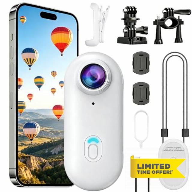 OBEST Action Camera 4K 360° Magnetic Action Camera 30m Waterproof | Magnetic Saw Vlog Camera