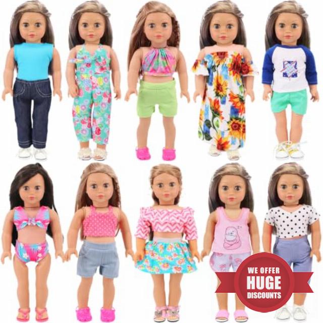 ZITA ELEMENT 10 Sets 18 Inch Doll Clothes & Outfits with Swimsuits                                                          18 Pcs