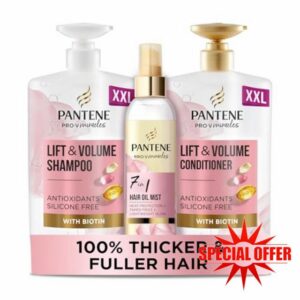 Pantene Lift and Volume Shampoo and Conditioner Set with hair oil