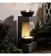Bumilgar Garden Water Features with LED Lights, 82CM Modern Resin Waterfall Fountain Outdoor, S-S...