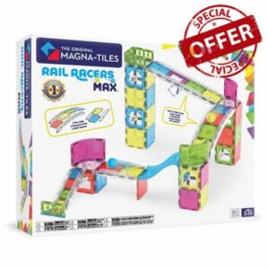 Magna-Tiles Rail Racers Max 80-Piece Magnetic Construction Set