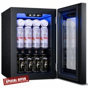 TRIUMPHKEY 18L Compact Beverage Cooler Mini Fridge           [Energy Class E]                                                  Holds 24 cans