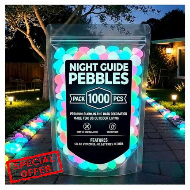 Glow in the Dark Garden Stones Colorful Luminous Pebbles for Outdoor Walkways & Yard Decor