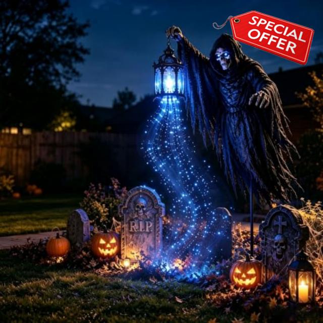 Halloween Soul Harvester Animated Garden Light (1pc)           [Energy Class A]                                                  Glowing Rising Flowing Ghost Spirit Lantern with Ground Stake