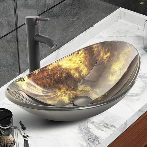 Glass Vessel Washing Bowl Set with Tap
