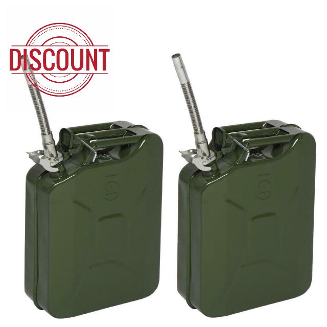 Karl home 2 x 20 L Metal Gas Can Fuel Tank Can with Flexible Spout
