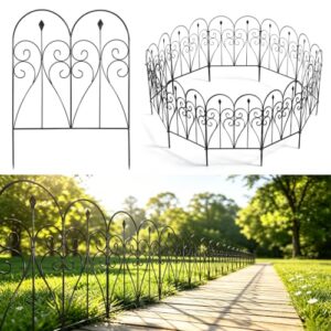 81cm H x 6m L No Dig Metal Fence Panels                                                          Rustproof Tall Animal Barrier Fence for Dogs Rabbits