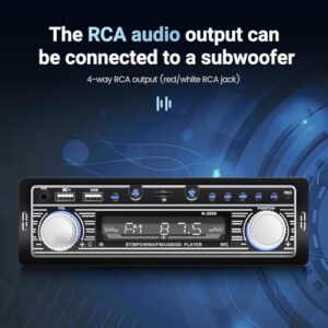 12V Bluetooth Car Radio 5.0 Single DIN with USB AUX Card FM MP3 Player USB Fast Charging 2.1A Remote Control 13-Band Equalizer for Audio Sys